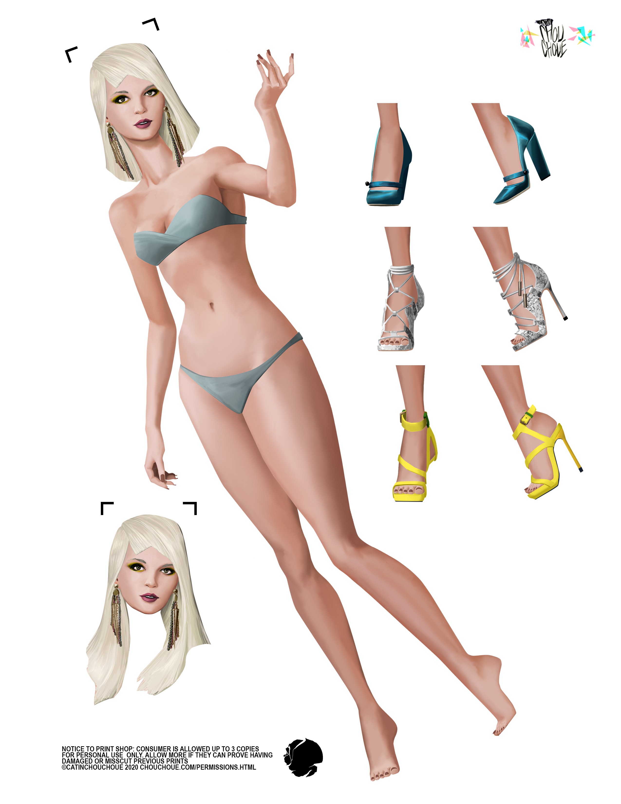 Free Paper Doll for Adults White Catin Chouchoue